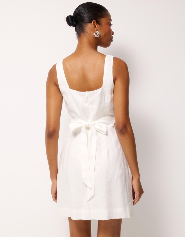 AERE - Kaili Linen Square Neck Mini Dress