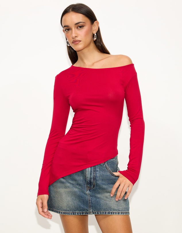 Dazie - Lily One Shoulder Asymmetrical Top