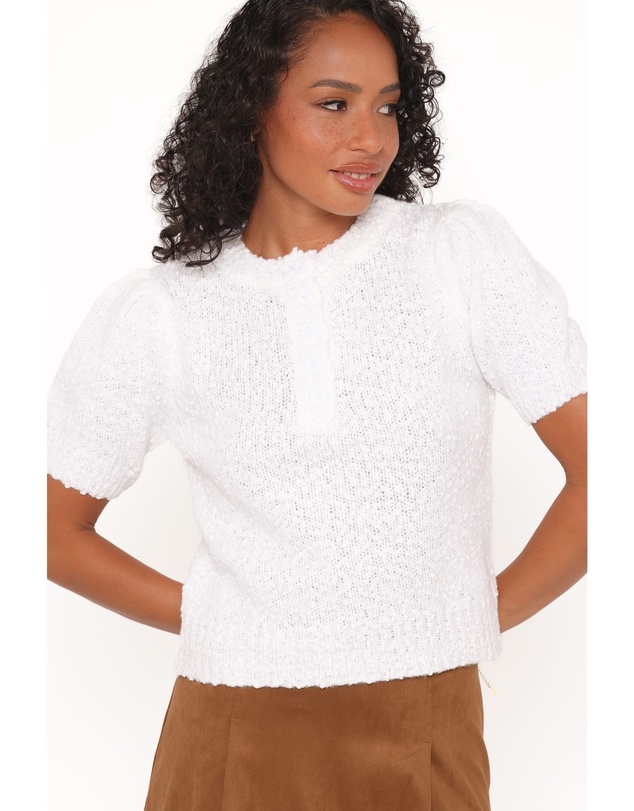 Petal & Pup - Kamie Boucle Knit Sweater - White