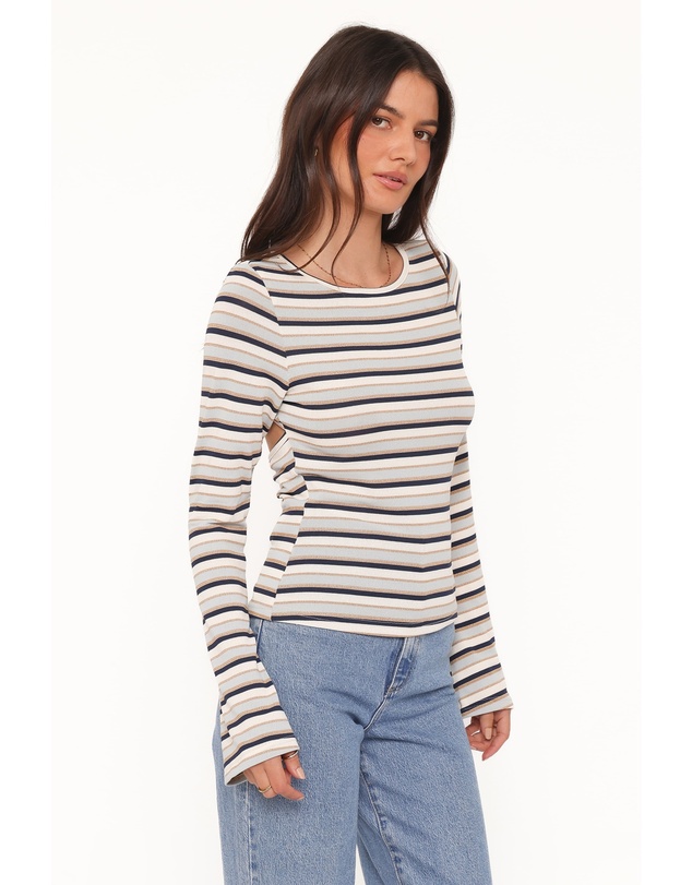 Petal & Pup - Riele Open Back Knit Top - Blue Stripe