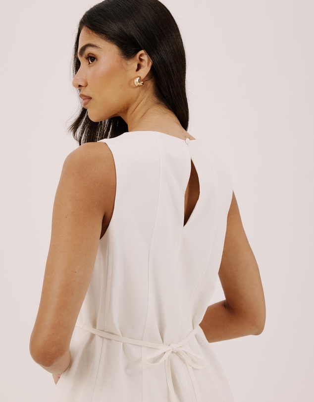 Atmos&Here - Willow Linen Blend A-Line Mini Dress with Top Stitching Detail