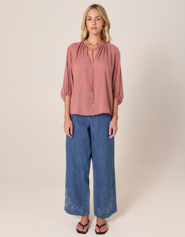 Fate + Becker - Shae Split Neck Blouse