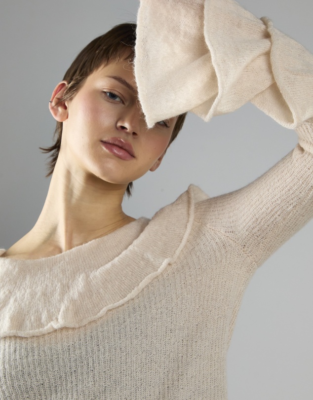 Glamorous - Boatneck bell sleeve ruffle jumper
