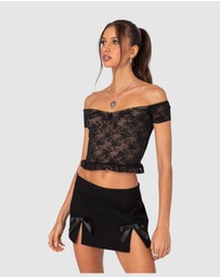 EDIKTED - Addie Off Shoulder Lace Top