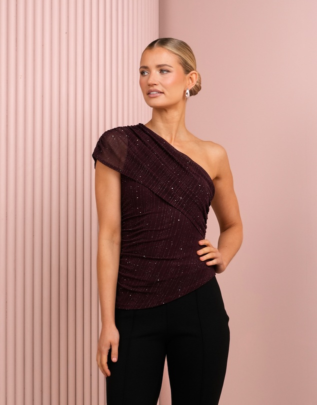 Azzurielle - Yashani One Shoulder Drape Top