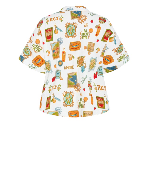 City Chic - Plus Size Amore Print Shirt - creme