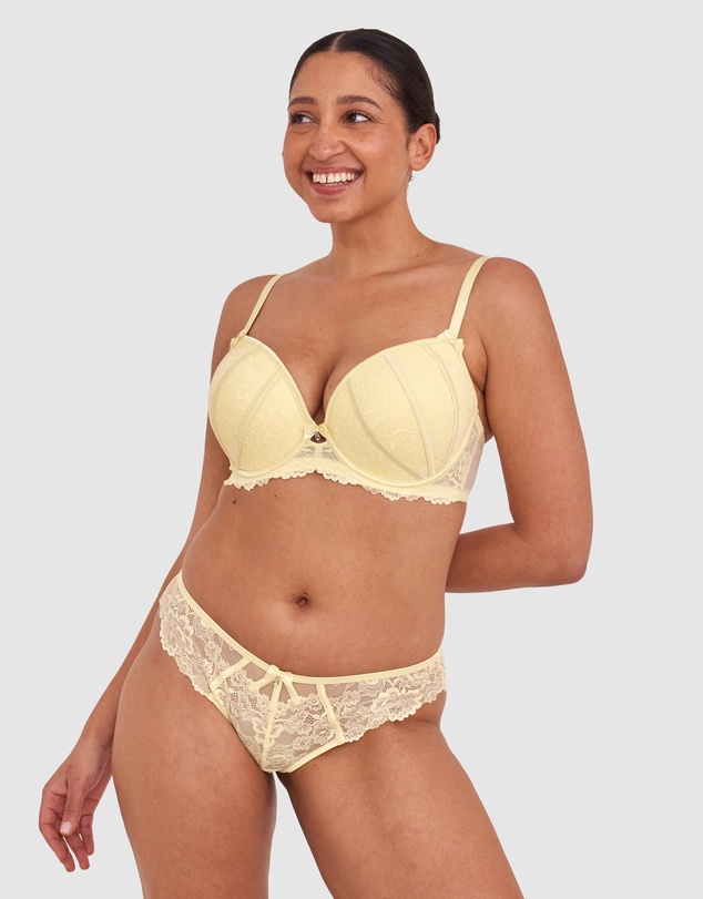 Bras N Things - Bethany Push Up Bra-Light Yellow