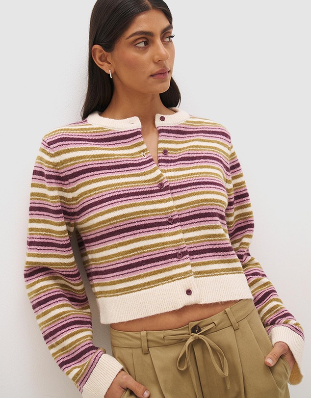 MON RENN - Orchid Stripe Cardigan