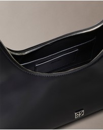 Calvin Klein - Monogram Logo Emblem Leather Shoulder Bag