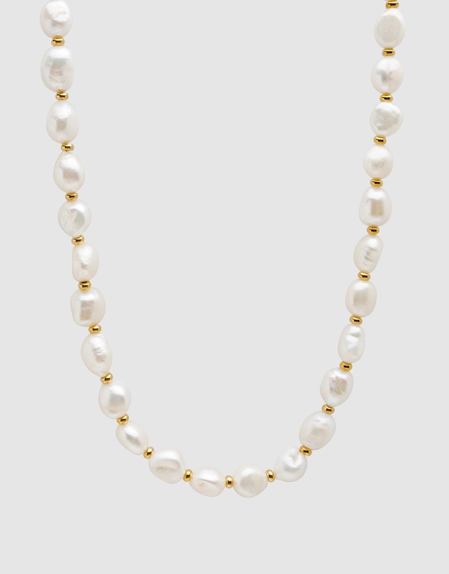 Nialaya Jewellery - Men's Beaded Choker with Baroque Pearls