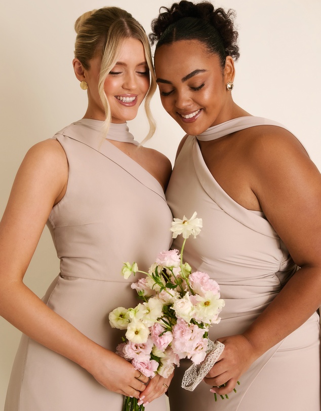 Six Stories - One Shoulder Neck Tie Chiffon Bridesmaid Dress