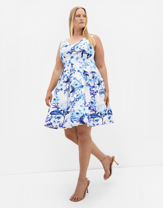 City Chic - Andrea Fit & Flare Print Dress