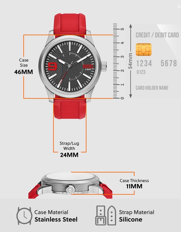 Diesel - Rasp Nsbb Red Analogue Watch