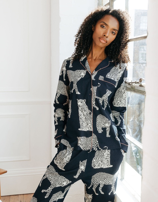 Chelsea Peers - Organic Cotton Leopard Print Long Pyjama Set