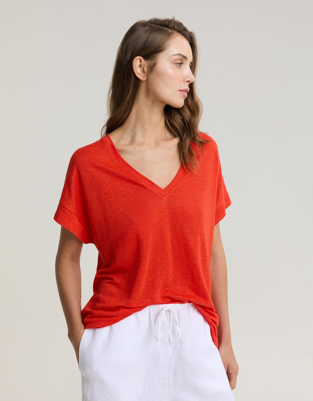 Sportscraft - Tonia V Neck Linen Tee