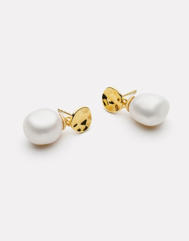 Najo - Ocean Drift Yellow Gold & Pearl Earring