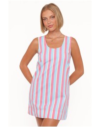 Petal & Pup - Benito Mini Dress - Aqua Pink Stripe