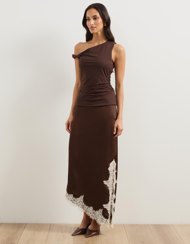 Atmos&Here - Alanna Asymmetrical Lace Side Split Midi Skirt