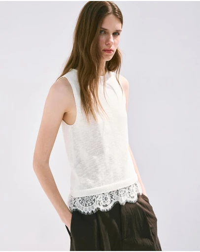 M.N.G - Lace Detail Knit Top
