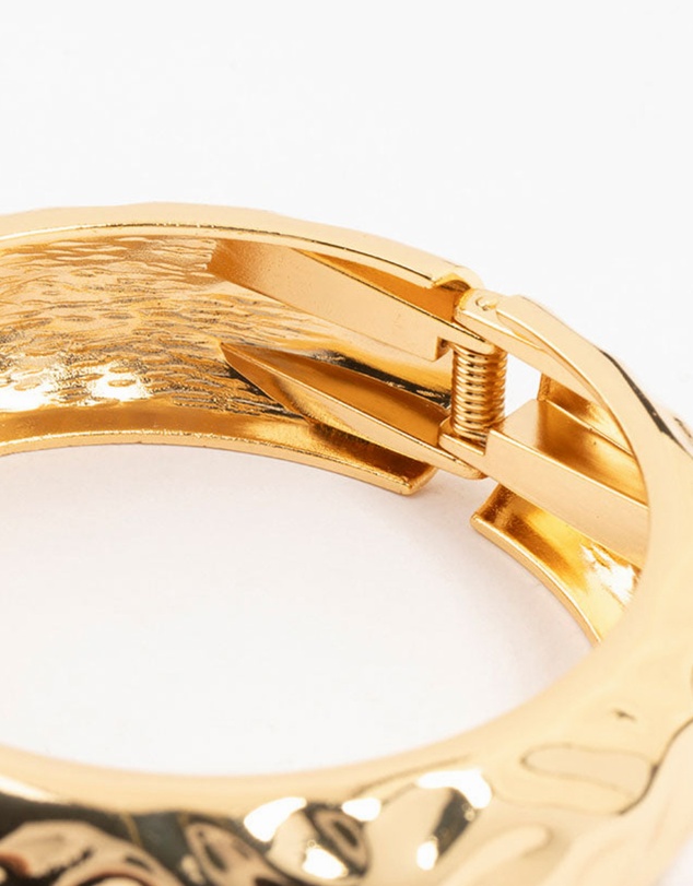 Lovisa - Gold Plated Hammered Wide Bangle