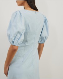 Atmos&Here - Ava Linen Blend Puff Sleeve Maxi Dress