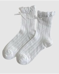 High Heel Jungle - The Coquette Sheer Ribbon Socks - 2 Pairs