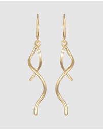 Elli Jewelry - Earrings Ear Hanger Spiral Wave Twisted in 925 Sterling Silver Gold Plated