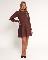 Petal & Pup - Gigi Long Sleeve Mini Dress - Brown