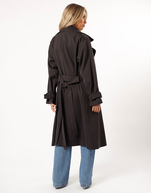 Petal & Pup - Billy Button Front Trench Coat - Charcoal