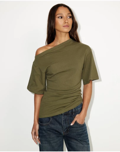 Dazie - Hazel Ruched Jersey Short Sleeve Top