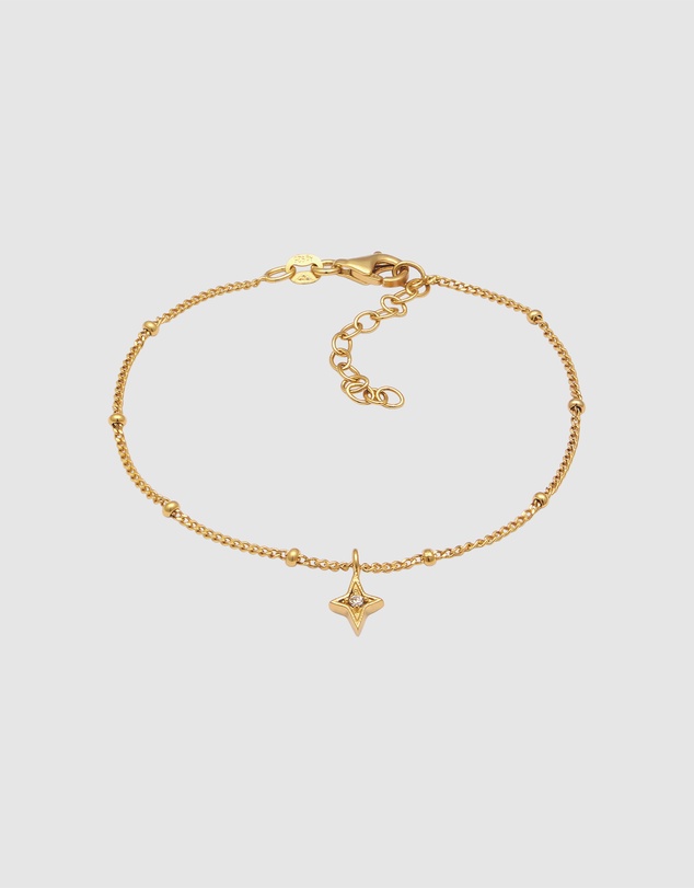 Elli Jewelry - Bracelet Crystal Star Pendant 925 Sterling Silver Gold-Plated