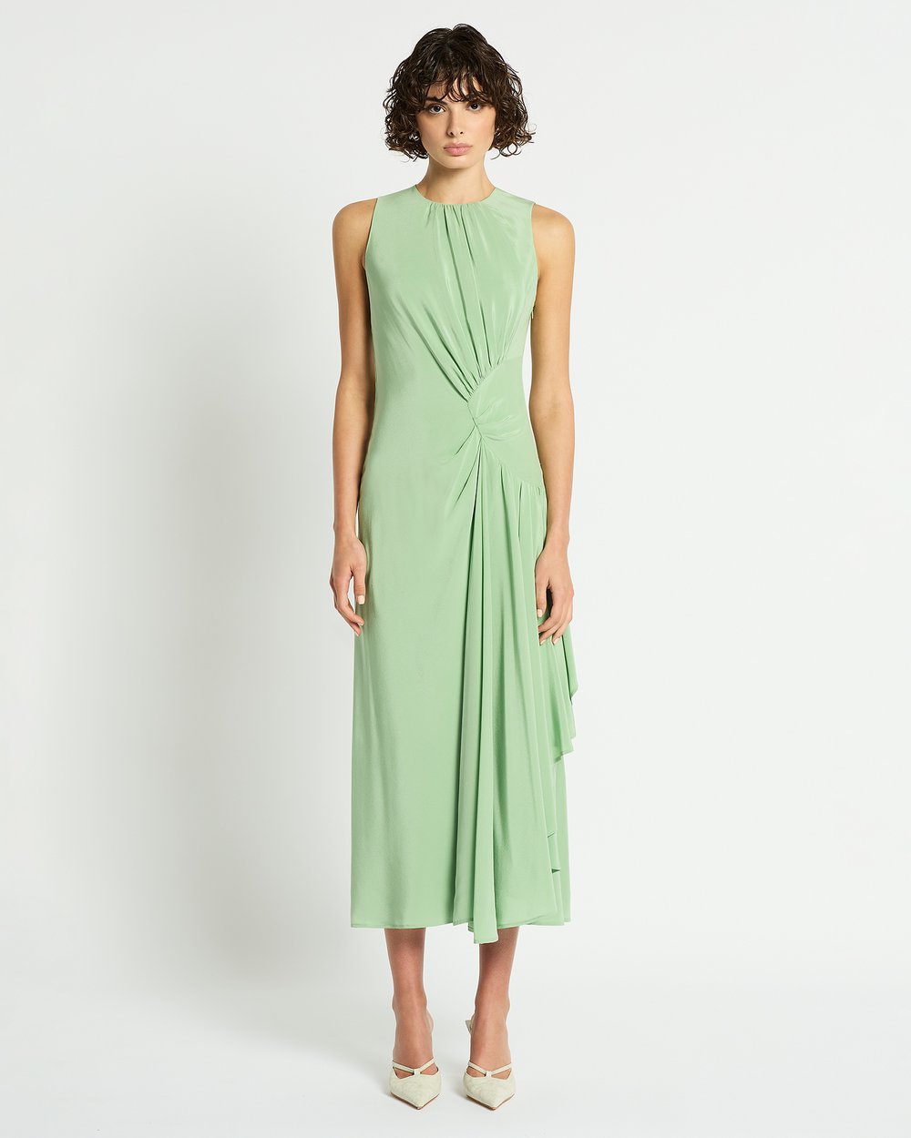 Soft Contrast Midi Dress