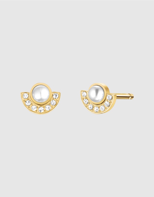 Rosefield - Modern Pearl Circle Gold-Tone Stud Earrings