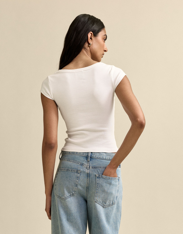 MVN - Ribbed Scoop Neck Top