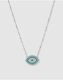 Izoa - Sansa Embellished Evil Eye Necklace