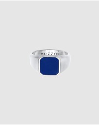 Kuzzoi - ICONIC EXCLUSIVE - Ring Men Signet Ring Enamel Blue Basic in 925 Sterling Silver