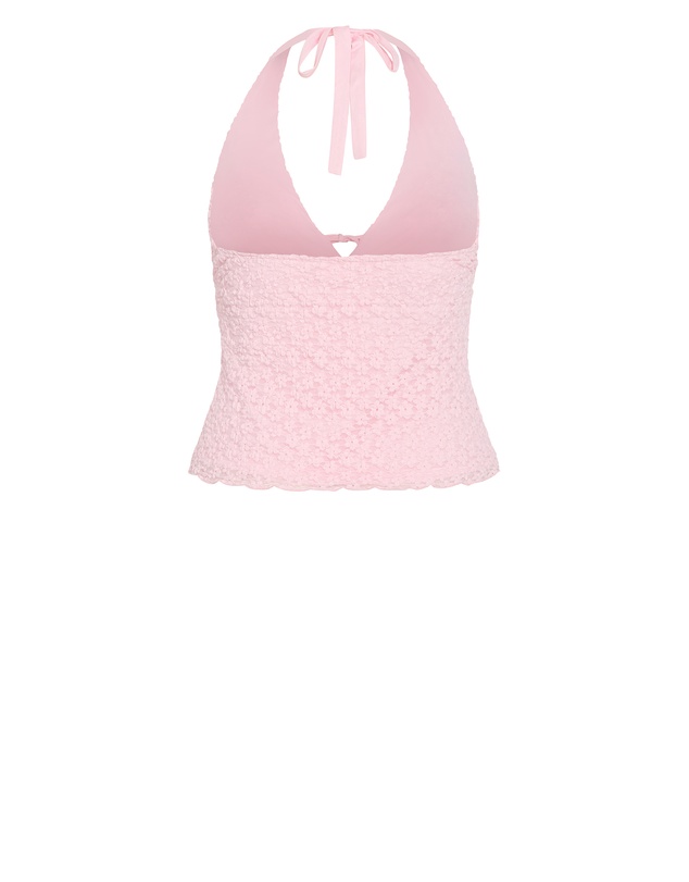 City Chic - Plus size Shiloh Lace Halter Top - heavenly pink