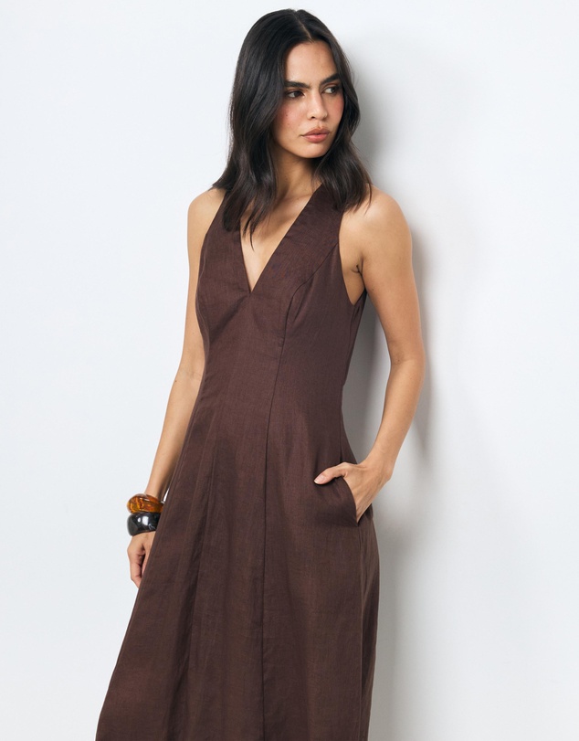 AERE - Evania Linen Midi Dress