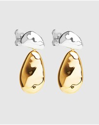 Najo - Double Pebblet Two-Tone Stud Earrings