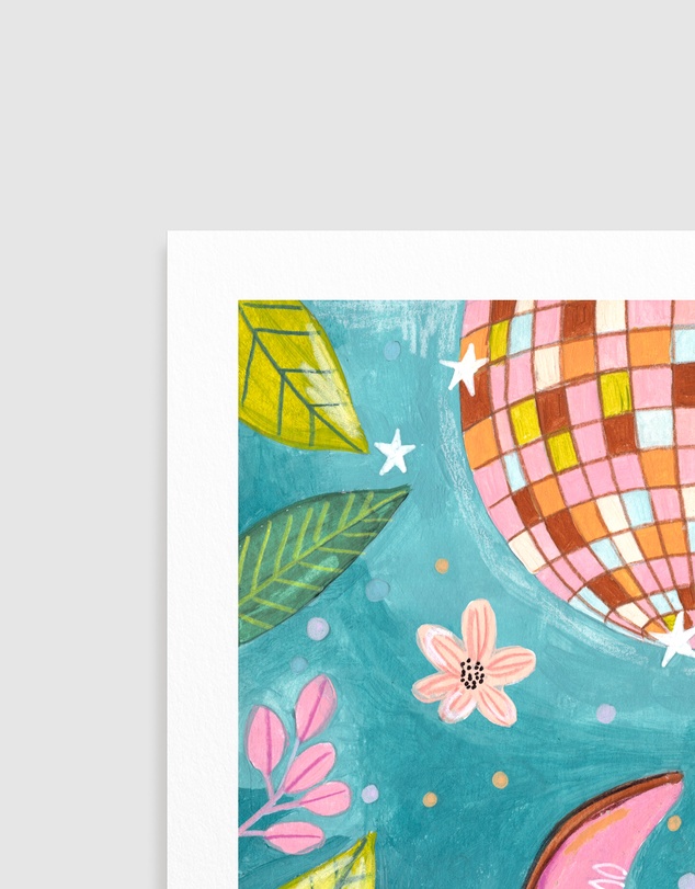 Olive et Oriel - Cowboy Boots And Disco Ball by Caroline Bonne Muller Art Print