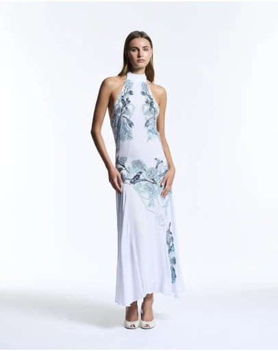 Muma World - Blue Vine Embroidered Belmira Dress
