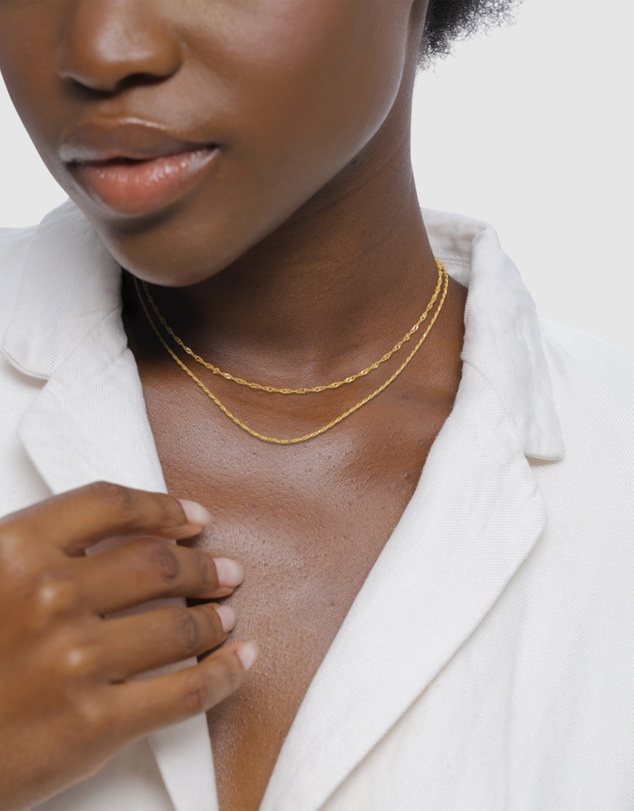 Elli Jewelry - Necklace Set Layer Design 925 Sterling Silver Gold-Plated