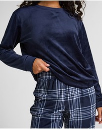 Hunkemoller - Long Sleeve Velours Check PJ Set