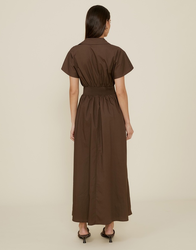 The Fated - Shirred Drop Waist Collared Dress