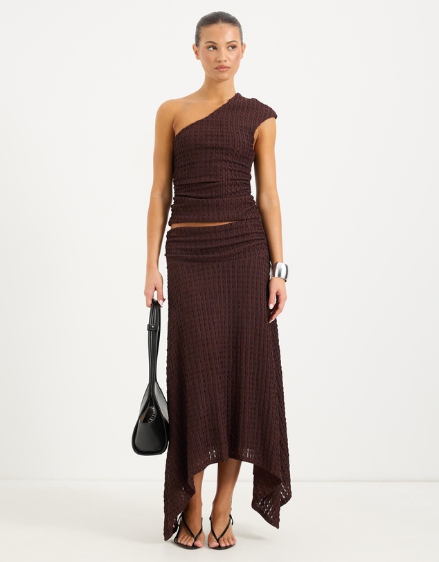 Calli - Raya Jersey Mid Rise Asymmetrical Midi Skirt