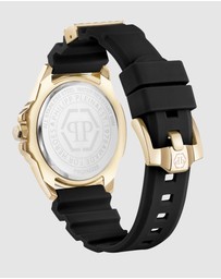 Philipp Plein - Plein Majesty Gold-tone with Crystals 38mm Black Dial and Silicone strap