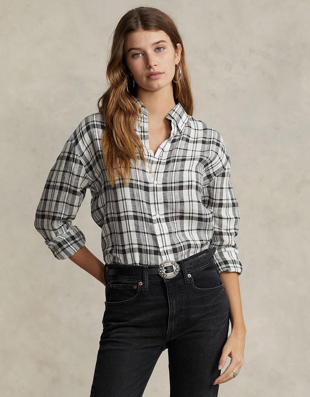polo ralph lauren plaid linen shirt
