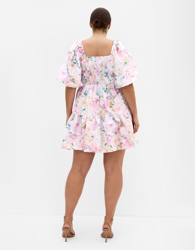 City Chic - Fantasy Print Puff Sleeve Mini Dress