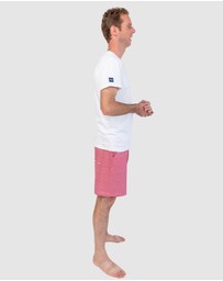 Sant And Abel - Men's Jersey Red Stripe Sleep Shorts