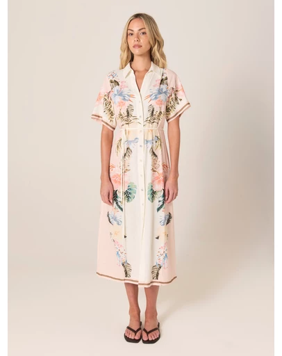 Fate + Becker - Solara Placement Print Shirt Dress
